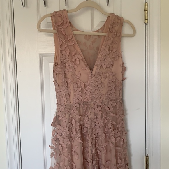 Size 2, BCBG Maxzaria maxi dress with floral appliqués on tulle. Worn once. - Picture 4 of 8